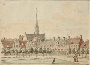 Martinikerkhof met het Prinsenhof en de Gardepoort door Jan Bulthuis